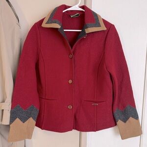 Geiger Australia Boiled Wool Red and Tan Women's Jacket size Medium